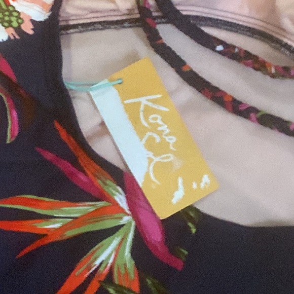 NWT size Small Kona Sol navy blue and pink floral one-piece swim suit - Picture 5 of 6